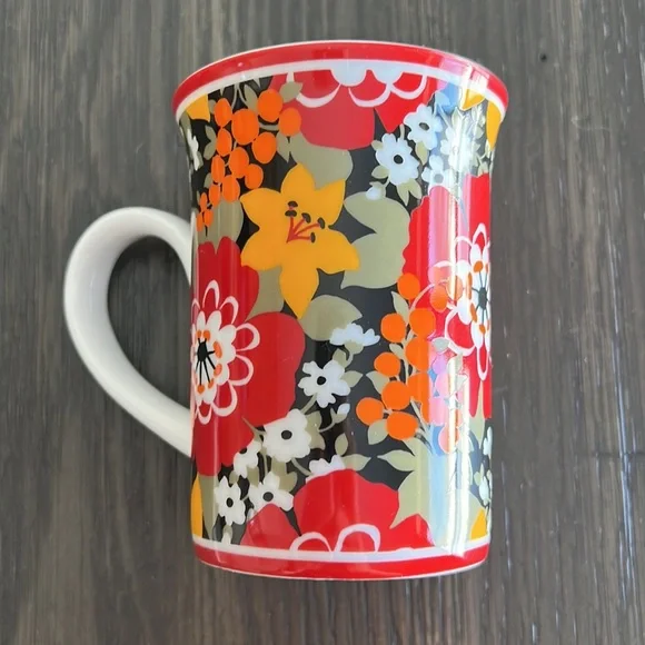 🎉HP 3X🎉Vera Bradley Retired Red, Yellow, Orange, White Flower Coffee Cup Mug - Picture 2 of 4